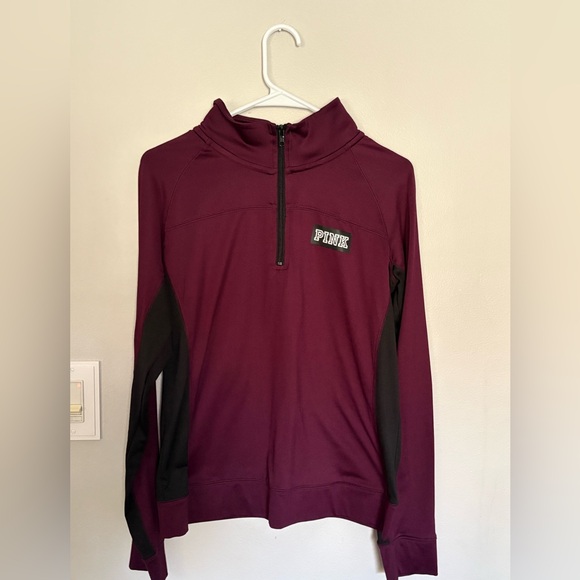 PINK Victoria's Secret Jackets & Blazers - PINK Victoria's Secret Maroon Pullover with Black Trim